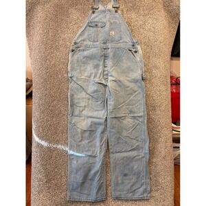 VTG Pointer Brand Overalls Mens 40x34 Light Blue Denim Bib Workwear Made USA *